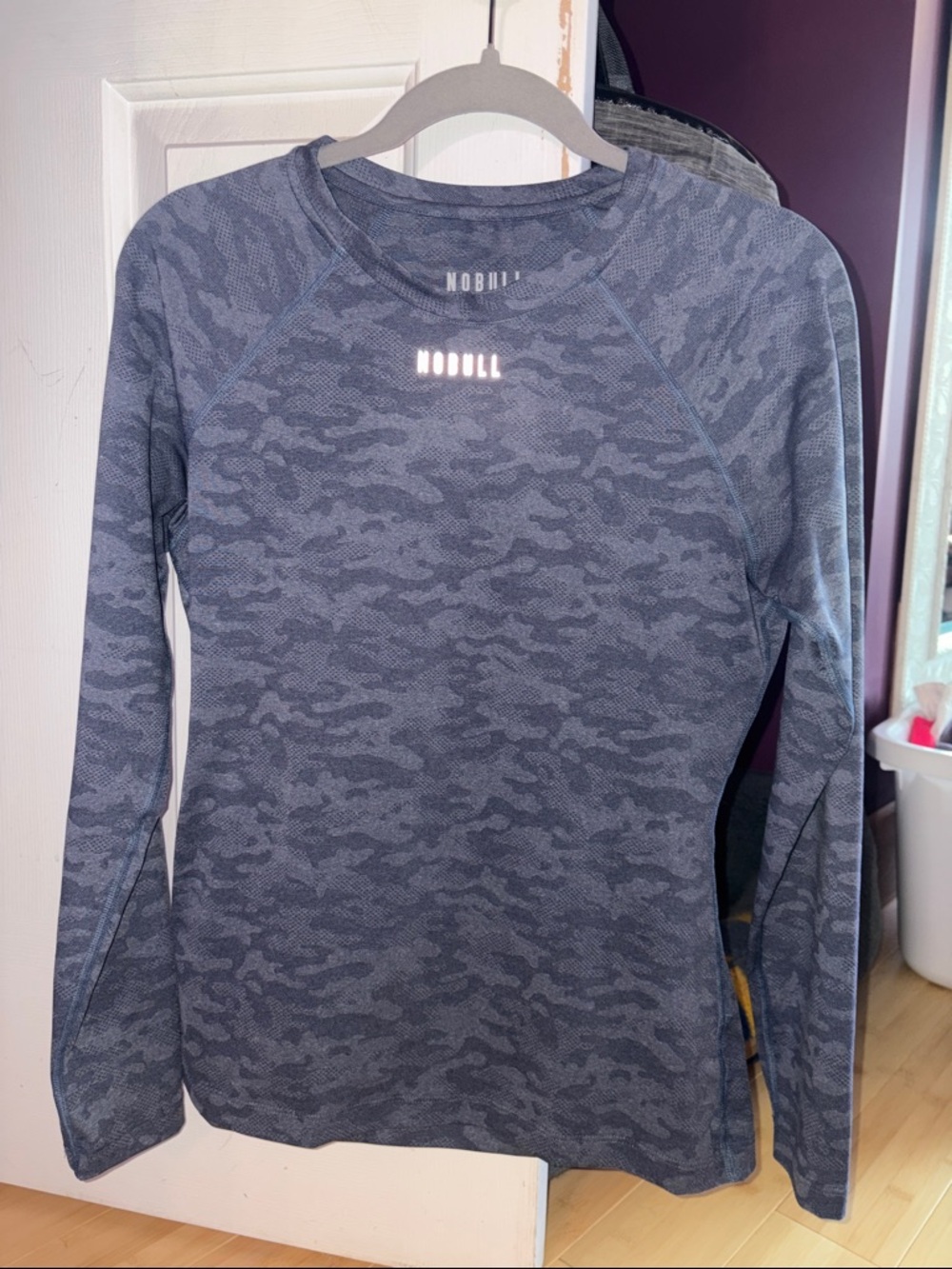NOBULL blue gray Camo Long Sleeve Performance Top